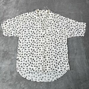 Vintage Goouch‎ Shirt Mens XL Abstract Geometric Rayon White Disco 70s 80s